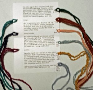 Rug hooking yarn sample card